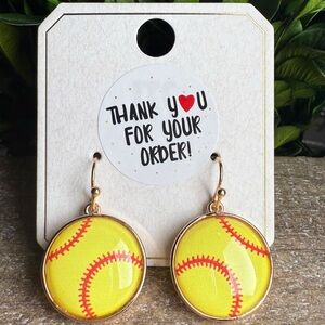 Yellow Softball Earrings